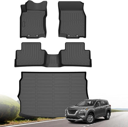 Floor Mats & Cargo Liner for Nissan Rogue Sport 2017-2022 (Only Fit Cargo Mat in Upper Position) All-Weather TPE Waterproof Full Coverage for Rogue Custom Fit Car Liners