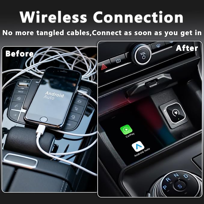 Wireless CarPlay & Android Auto Adapter,DonglePlug & Play Wireless CarPlay Adapter with USB/Type-C Port, Compatible with Most Car Models-Smart Automotive Integration for Drivers,Silver