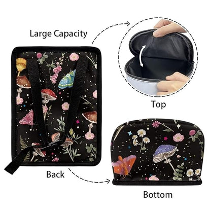 Mushroom Trash Can for Car Cottagecore Moth Boho Car Accessories for Women Portable Leakproof Garbage Can Bags with Zipper and Lid Butterfly Auto Trash Bag Hanging Front Seat