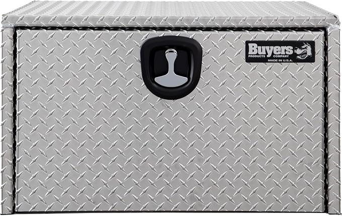 Buyers Products 1705103 Diamond Tread Aluminum Underbody Truck Tool Box, 18 x 18 x 30, Made in USA, .100 in. Thick, Corrosion-Resistant, Locking Compression Latch – Secure Storage for Work Trucks