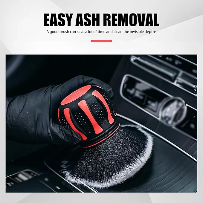 1 PC Car Detail Brush, Car Beauty Tools, Ultra Soft Detailing Brush with Storage Rack, Car Interior Cleaning Brush, for Most Cars (Red), LEEQJS1702RE-1PC