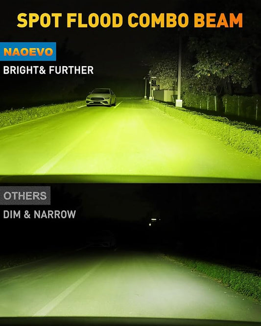 NAOEVO 6 Inch LED Light Bar, 50W 4000LM LED Off Road/Fog/Driving Lights, Spot & Flood Combo for Trucks, Cars, Boat, ATV, UTV, 2 Pcs (Yellow&Green)