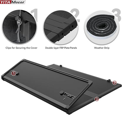YITAMOTOR FRP Hard Tri-Fold Truck Bed Tonneau Cover Fit for Dodge Ram 1500 New Body Style 2019 2020 2021 2022 2023 2024 2025 2026, 6.4 ft Bed Without Rambox