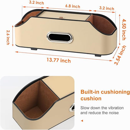 Car Rear Backseat Extra Multifunctional Drink Cup Holder Organizers With Tissue Storage Box Organizer & Hooks For Car Seat Back.Beige