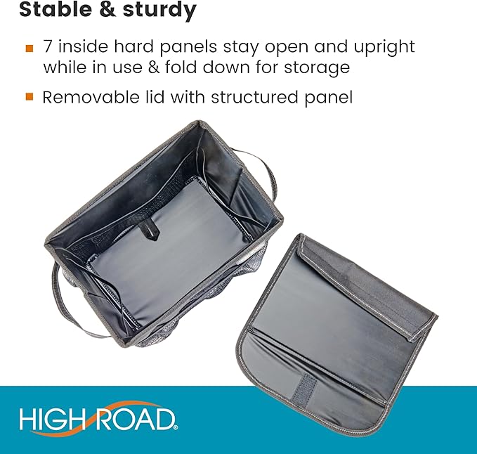 High Road Carganizer Car Storage Organizer with Lid - Multipurpose Small Car Storage Box, Back or Front Seat Organizer, Auto Console or Trunk Organizer - Univeral Fit in All Vehicles