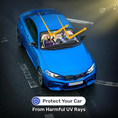 GENANY Witch Cartoon Windshield Sun Shade for Car SUV Truck (64x32 Inches), Automobile Sunshade, Protector Blocks UV, Car Decor
