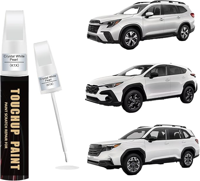 Crystal White Pearl(K1X) Car Paint Touch Up Pen Compatible with SUBARU, 2-In-1 Color Accurate Touch Up Car Scratch Repair Paint Match SUBARU Series Automotive Scratch Remover for Nicks & Chips Repair