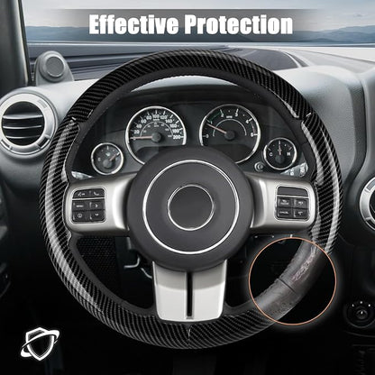 Aimato Customized Steering Wheel Cover for Jeep Wrangler (JK) 2012-2018/Patriot 2011-2017/Grand Cherokee 2011-2013/Compass 2011-2016/Liberty 2011-2012