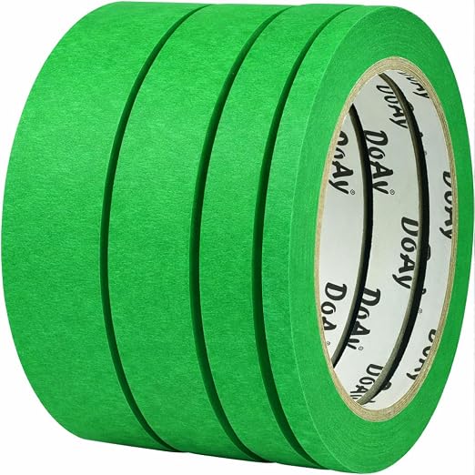4 Pack Green Painters Tape - Masking Tape 0.25", 0.50", 0.75", 1" Wide - Multi-Surface, Smart Adhesion, Multi-Size Pack - 360FT Total - Paint Tape for DIY, Labeling, Art, Car (#3910)