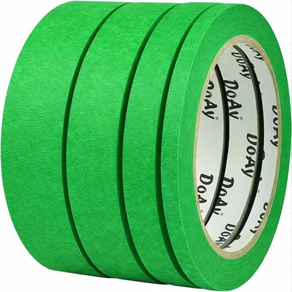 4 Pack Green Painters Tape - Masking Tape 0.25", 0.50", 0.75", 1" Wide - Multi-Surface, Smart Adhesion, Multi-Size Pack - 360FT Total - Paint Tape for DIY, Labeling, Art, Car (#3910)