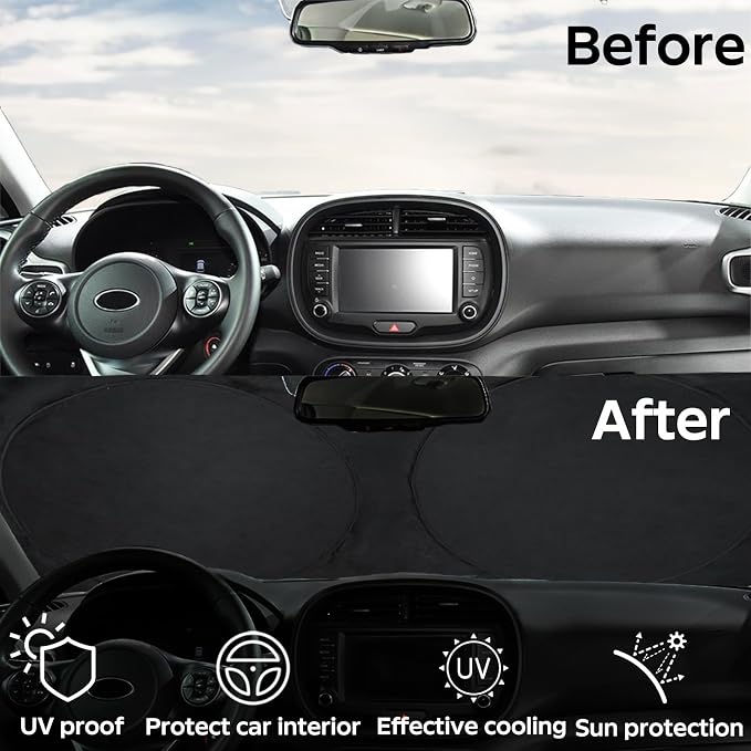 INSAUTO for Soul Windshield Sun Shade Window Sunshade Custom-fit 2020-2026 Kia Soul Wagon Windshield Cover Foldable Sun Visor Thicken 4-Layer Reflective Protector Block UV Rays Car Accessories