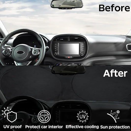INSAUTO for Soul Windshield Sun Shade Window Sunshade Custom-fit 2020-2026 Kia Soul Wagon Windshield Cover Foldable Sun Visor Thicken 4-Layer Reflective Protector Block UV Rays Car Accessories