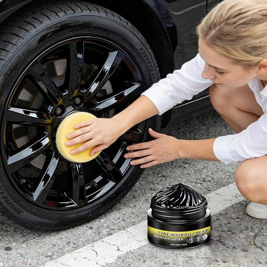 2PCS Tire Shine Cream - Car Tire Ceramic Coating for Deep Black Gloss, Powerful Wheel Cleaning Refurbish Wax with UV Blocking Dust, Tyre Nourish Cream for Long-Lasting Auto Care