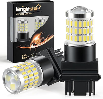 iBrightstar 3157 LED Bulb White, 4157 3156 LED Reverse Light Bulbs Super Bright for Tail Brake Lights Backup Lights Turn Signal Lights, 2 Pack