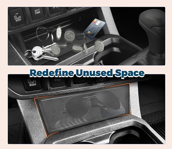 GZSH Hidden Front Center Console Cover fit for Toyota Tacoma 2016-2023 (3RD GEN Tacoma) Anti-Drop Privacy Premium ABS Plastic Center Console Cover (Fit for Wireless charging and No charging)