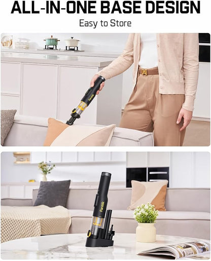 Fanttik Slim V10 Lite Cordless Handheld Vacuum, 0.98lb Lightweight with All-in-One Base Design, Smart LED Display, Portable Mini Vacuum Cleaner for Kitchen Table, Home, Car