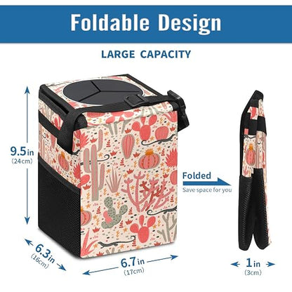 Car Trash Can – Lightweight and Portable with Durable Water-Resistant Coating, No Installation Required, Practical and Ample Capacity,Car Accessories Interior Car Organizer. Cactus