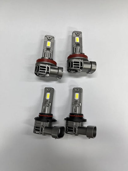 SEALIGHT 9005/HB3 H11 Fog Light Bulbs, 80000LM 6500K Cool White, 1:1 Mini Size, 9005 H11 Bulb with 13000RPM Cooling Fan, 3 Mins Plug-N-Play, IP67 Waterproof Non-polarity, Pack of 4