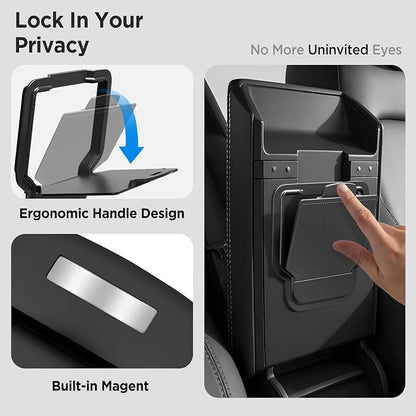 8PCS Center Console Organizer for Tesla Model Y Juniper Accessories 2026 2025 & for Tesla Model 3 Accessories 2024-2026 [Slide Smoothly & US Patent] Charging Pad Sunglasses Cup Holder Black