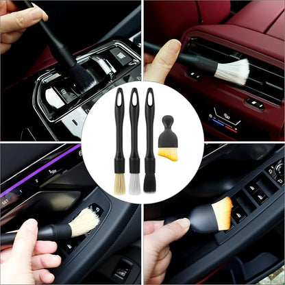 QWORK Car Detailing Brush Set for Interior & Exterior Cleaning, 7Pcs Ultra Soft to Hard Bristle Brushes for Dashboard, Leather, Wheels & Emblems, Auto Detailing Tools for Deep Car Care