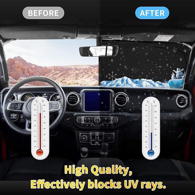for Ford F150 F-150 F250 F350 F450 2015-2020 Sun Shade Sunshade Windshield Cover - 4 Layers Front Window Shade 250T Foldable Shade Custom Sun Visor Blocks UV Rays Truck Accessories