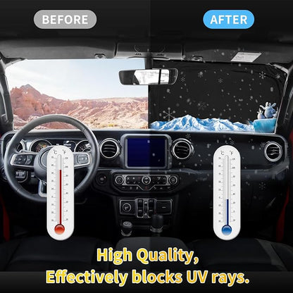 for Ford F150 F-150 F250 F350 F450 2015-2020 Sun Shade Sunshade Windshield Cover - 4 Layers Front Window Shade 250T Foldable Shade Custom Sun Visor Blocks UV Rays Truck Accessories