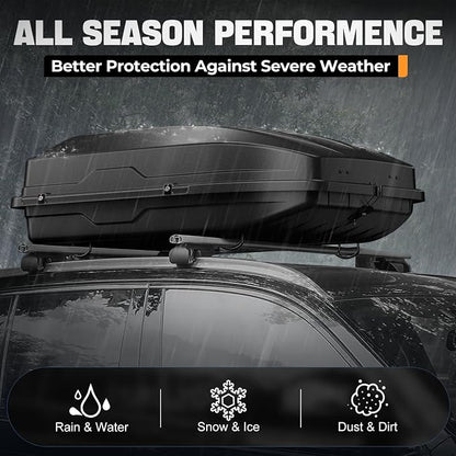 Auto Dynasty Roof Top Mount Car Storage Travel Luggage Box Cargo Carrier, 56.3 (L) x 36.8 (W) x 16.25 (H) Inches, Capacity 110 Pounds, 13 Cubic Feet (Tool-Free Install), Textured Black Finish