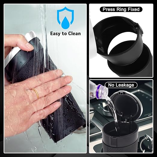Car Trash Can Bin with Lid - Mini Car Garbage Can Cup Holder-Silver Small Leakproof Vehicle Trash Garbage Can Bin-Automotive Car Organizers and Storage for Back Seat SUV Truck Accessories