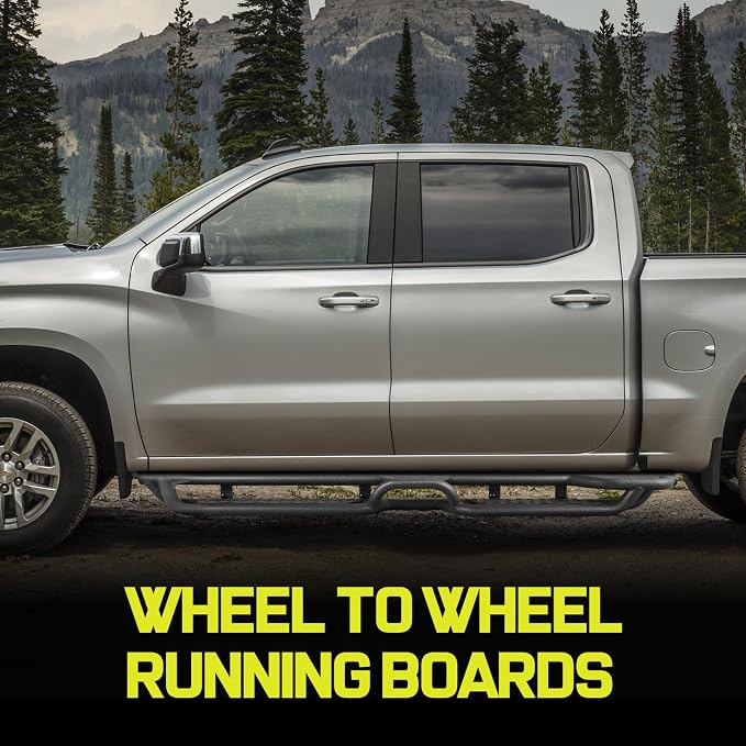 BINARY STAR Running Boards Compatible with 2015-2026 Chevy Colorado/GMC Canyon Crew Cab, Colorado Running Boards with Bed Access Step and Center Step, 6 Inch Carbon Steel Side Steps