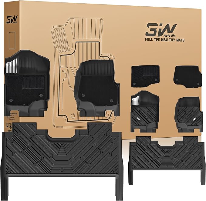 3W Floor Mats (with Metal Pedals)&Carpets Fit for Ford F-150 2015-2026 & F150 Lightning 2022-2025 SuperCrew, TPE All Weather Car Mats Custom Fit Accessories (w/s Original fold Under-Seat Storage Box)