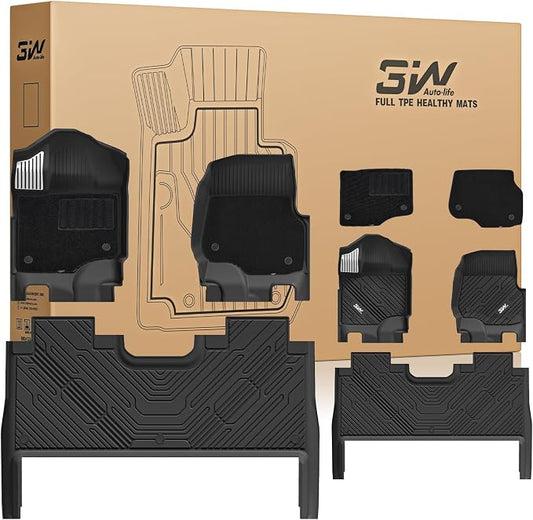 3W Floor Mats (with Metal Pedals)&Carpets Fit for Ford F-150 2015-2026 & F150 Lightning 2022-2025 SuperCrew, TPE All Weather Car Mats Custom Fit Accessories (w/s Original fold Under-Seat Storage Box)