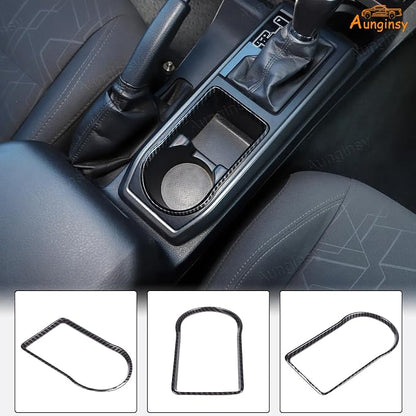 Aunginsy Car Gear Shift Panel Cup Holder Trim Ring Compatible with Toyota Tacoma 2016-2023 Truck Center Console Gear Shifter Cup Holder Panel Decorative Frame Protection Cover ABS Interior Accessories