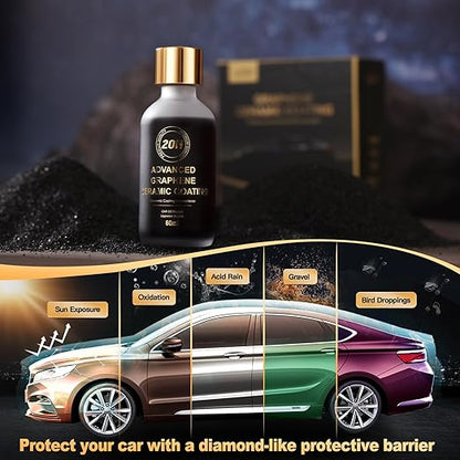 20H Advanced Graphene Ceramic Coating for Cars, Motorcycles & Boats - Self-Cleaning Effect, Ultra-High Gloss, Long-Term Protection (60mL) - Car Detailing Kit