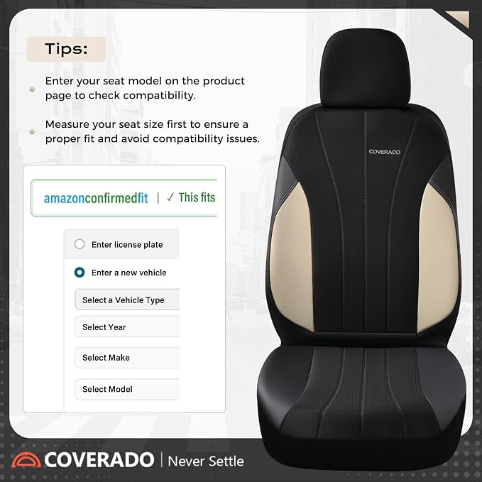 Coverado Car Seat Covers Full Set, Waterproof Automotive Seat Protectors 5 Seats,Beige Driver Protectors Universal Fit for SUVs, Trucks, Sedans,Car Accessories