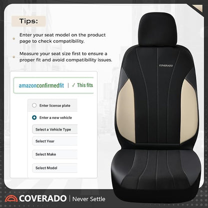 Coverado Car Seat Covers Full Set, Waterproof Automotive Seat Protectors 5 Seats,Beige Driver Protectors Universal Fit for SUVs, Trucks, Sedans,Car Accessories