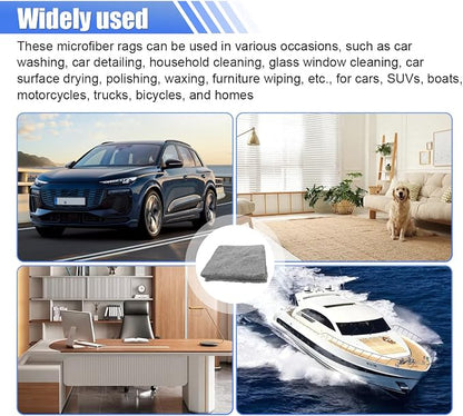 6PCS Car Drying Towel, 16" × 15" Double Sided Microfiber Towels for Cars Detailing, Absorbent Extra Large Cleaning Cloth, 450 GSM Car Detailing Wash Towels for Cars, Trucks, SUVs (Grey)