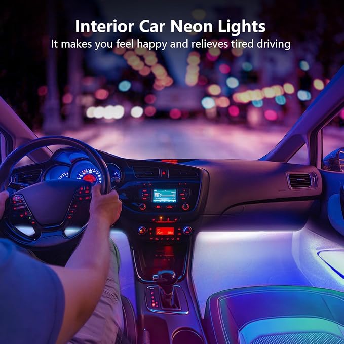 Led Car Lights Interior,Ambient Lighting Car Interior,Footwell Lighting for Car,APP Control 16 Million Colors Music Sync,DIY Mode Multicolor LED Interior Lights for Cars,Trucks,SUVs,12V Power