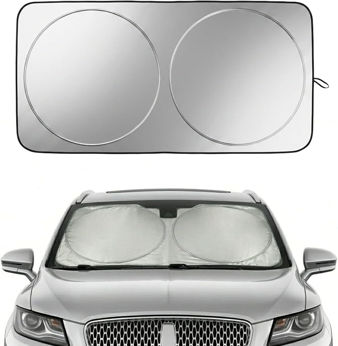 Windshield Sun Shade for Cadillac SRX 2010-2025 & Lincoln MKC 2015-2019 / MKX 2007-2018, Front Windshield Sunshade with Full Coverage Reflective Polyester Material Blocks Heat & Sunlight