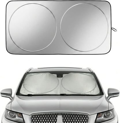 Windshield Sun Shade for Cadillac SRX 2010-2025 & Lincoln MKC 2015-2019 / MKX 2007-2018, Front Windshield Sunshade with Full Coverage Reflective Polyester Material Blocks Heat & Sunlight