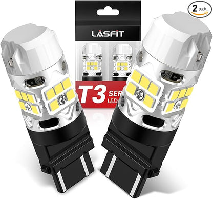 LASFIT T3 3157 LED Bulb for Reverse lights Built In Resistor Canbus Ready 4114 3156 3057 4157 4057 3457 LED White Bulb for Backup Tail Parking Brake Daytime Running Light Side Marker Turn Signal(2pcs)