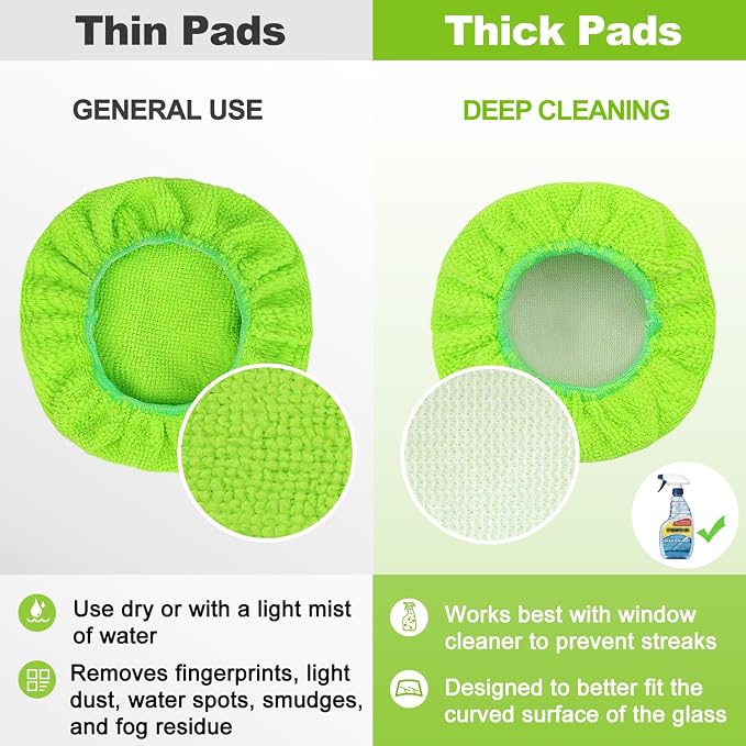 XINDELL 5 Pack Microfiber Pads – Replacement Heads Cover for Xindell Windshield Cleaner Tools. Washable & Reusable Triangle Pads (Green). Fits Window Reach Tool - Handle Not Included