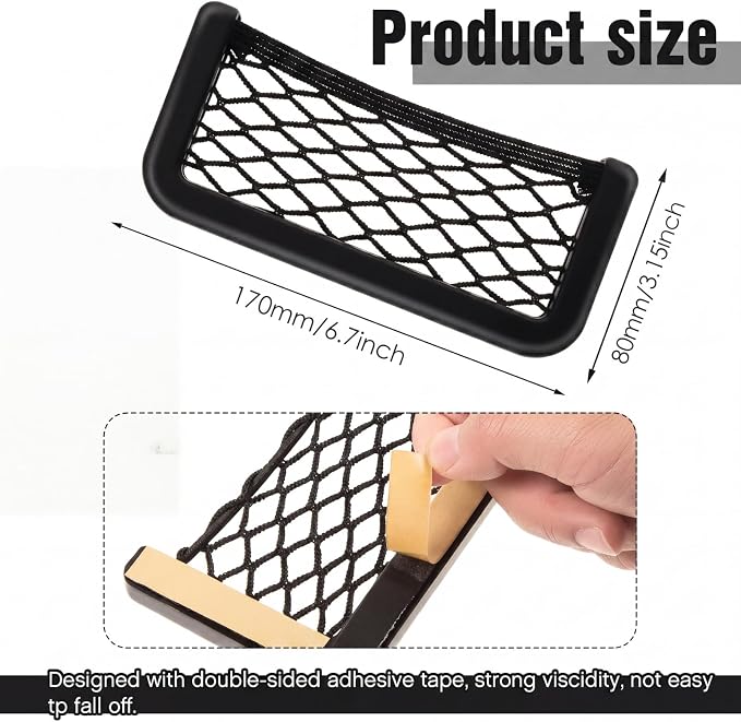 Frienda 2 Pcs Boat Storage Net Bag, ABS Plastic Car Framed Mesh Net Holder, Phone & Cargo Organizer with Screws for Auto, Rv, Boat, Pontoon, Truck Pocket Storage (6.7 x 3.15 Inch)
