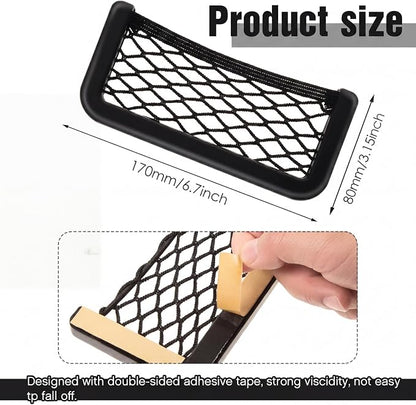 Frienda 2 Pcs Boat Storage Net Bag, ABS Plastic Car Framed Mesh Net Holder, Phone & Cargo Organizer with Screws for Auto, Rv, Boat, Pontoon, Truck Pocket Storage (6.7 x 3.15 Inch)