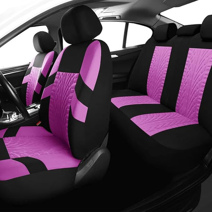 VarCozy Car Seat Covers Full Set, Front & Split Rear Bench for Car, Universal Cloth SUV, Sedan, Van, Automotive Interior Covers, Airbag Compatible