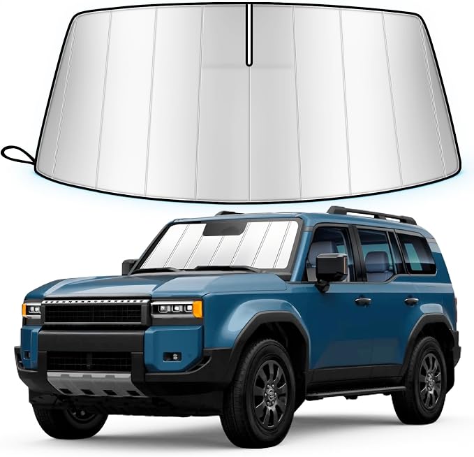 Windshield Sun Shade for Land Cruiser 2024-2026, Custom Fit Folding Design Car Front Window Sunshade Sun Visor Shield Accessories for Interior Protector, Blocks UV Rays & Heat