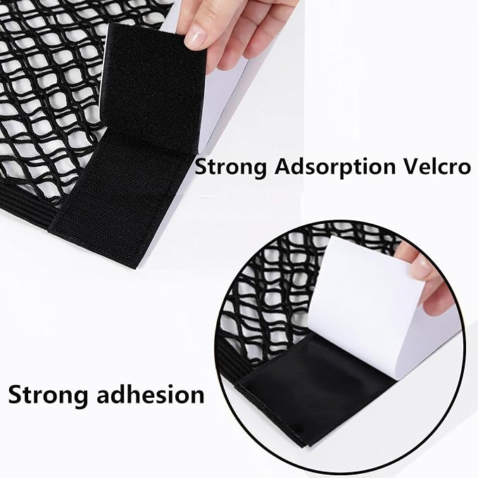 Universal Mesh Cargo Net with Tape Stickers Car Stretchable Storage Net Wall Sticker Organizer Pouch Bag Storage Mesh Net for SUV Car Trunk Storage(15.7x9.8 Inch)