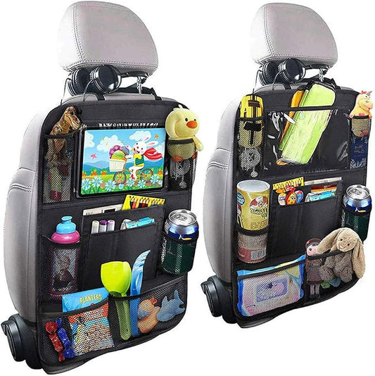 Tianle Backseat Car Organizer - Premium Car Organizer with 10" Table Holder, 9 Pockets, Road Trip Essentials for Travel Accessories (2 Pack)
