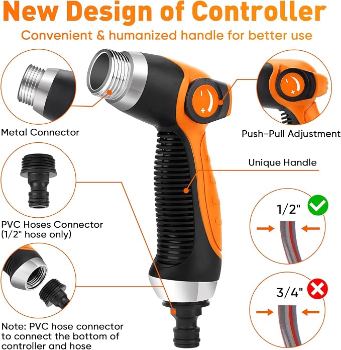 16 IN 1 Car Wash Foam Gun, Foam Cannon,Adjustable Hose Wash Sprayer with 2.5 to 6 Bars Foam Blaster,Wash Mitten &Towel,Suitable for Car Cleaning and Garden Use with 1/2” Quick Connector