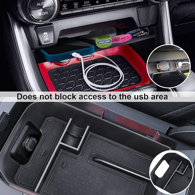 DIAMOOKY Upgraded Center Console Organizer Compatible with Toyota RAV4 2025 2024 2023 2022 2021 2020 2019 Interior Accessories, Gear Shift Storage Tray Secondary Box Insert Divider - 2pcs