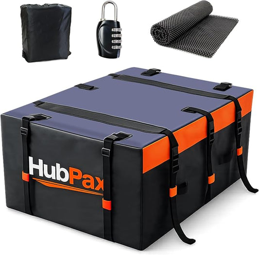 Car Rooftop Cargo Carrier Bag - 16 Cubic Feet Car Roof Top Bag Cargo Carrier for All Vehicle with/Without Rack, Includes Anti-Slip Mat, 8 Reinforced Straps, 6 Door Hooks, Luggage Lock